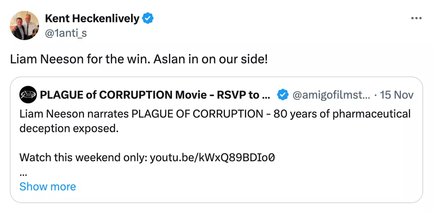 The doc's producer praised Neeson (X)