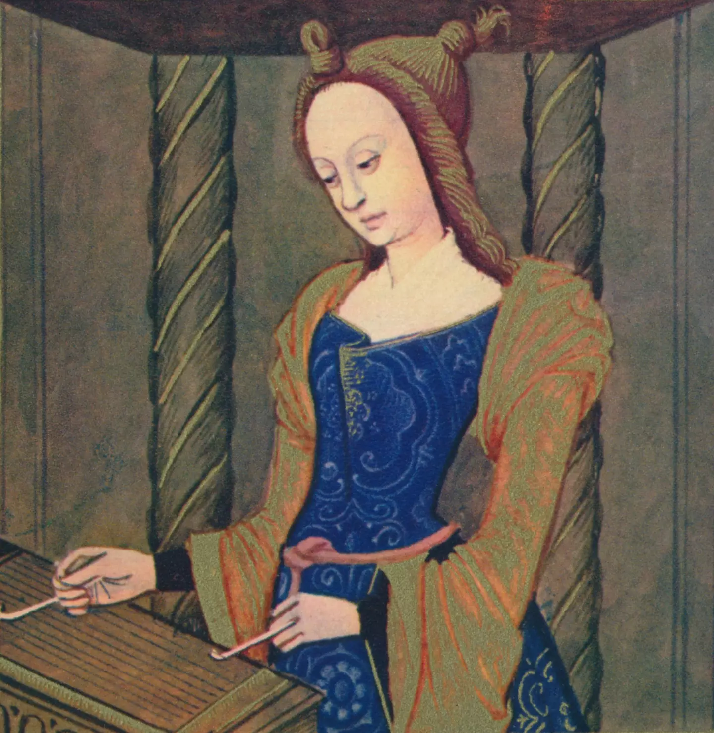 A depiction of Cassandra, Cassandre - Fille De Priam', 1403, (1939), which is part of the manuscript De Mulieribus Claris by Giovanni Boccaccio (Print Collector/Getty Images)