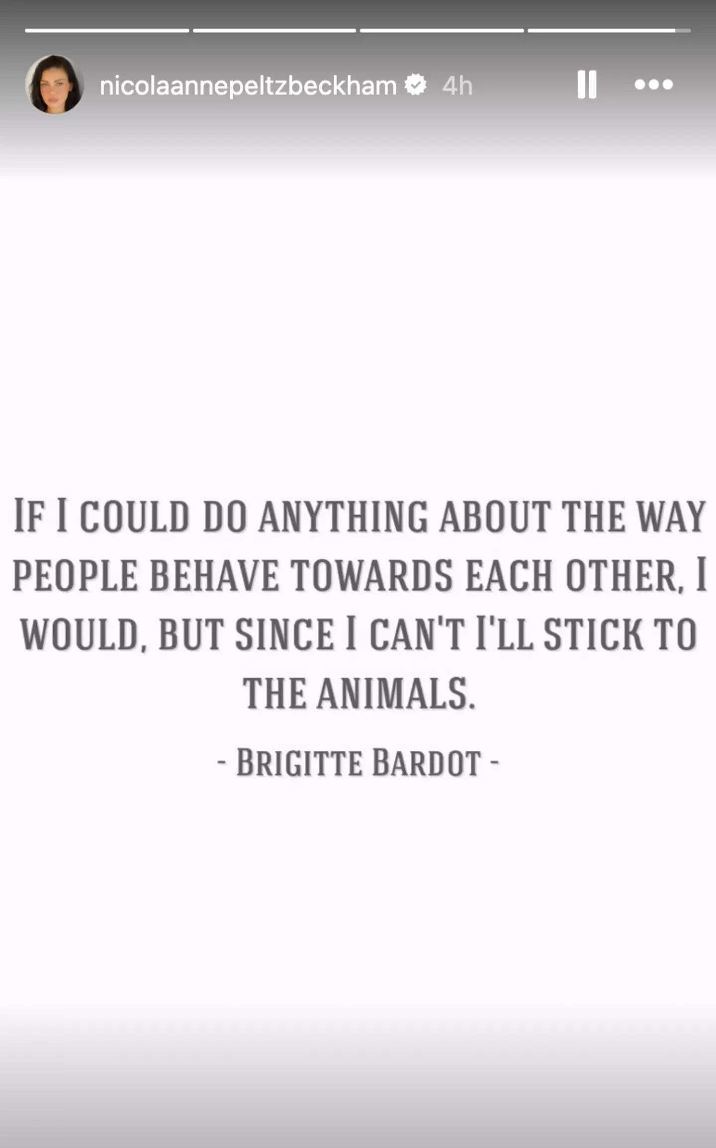 Nicola paid tribute to the late French model-actress Brigitte Bardot (Instagram/@nicolaannepeltzbeckham)
