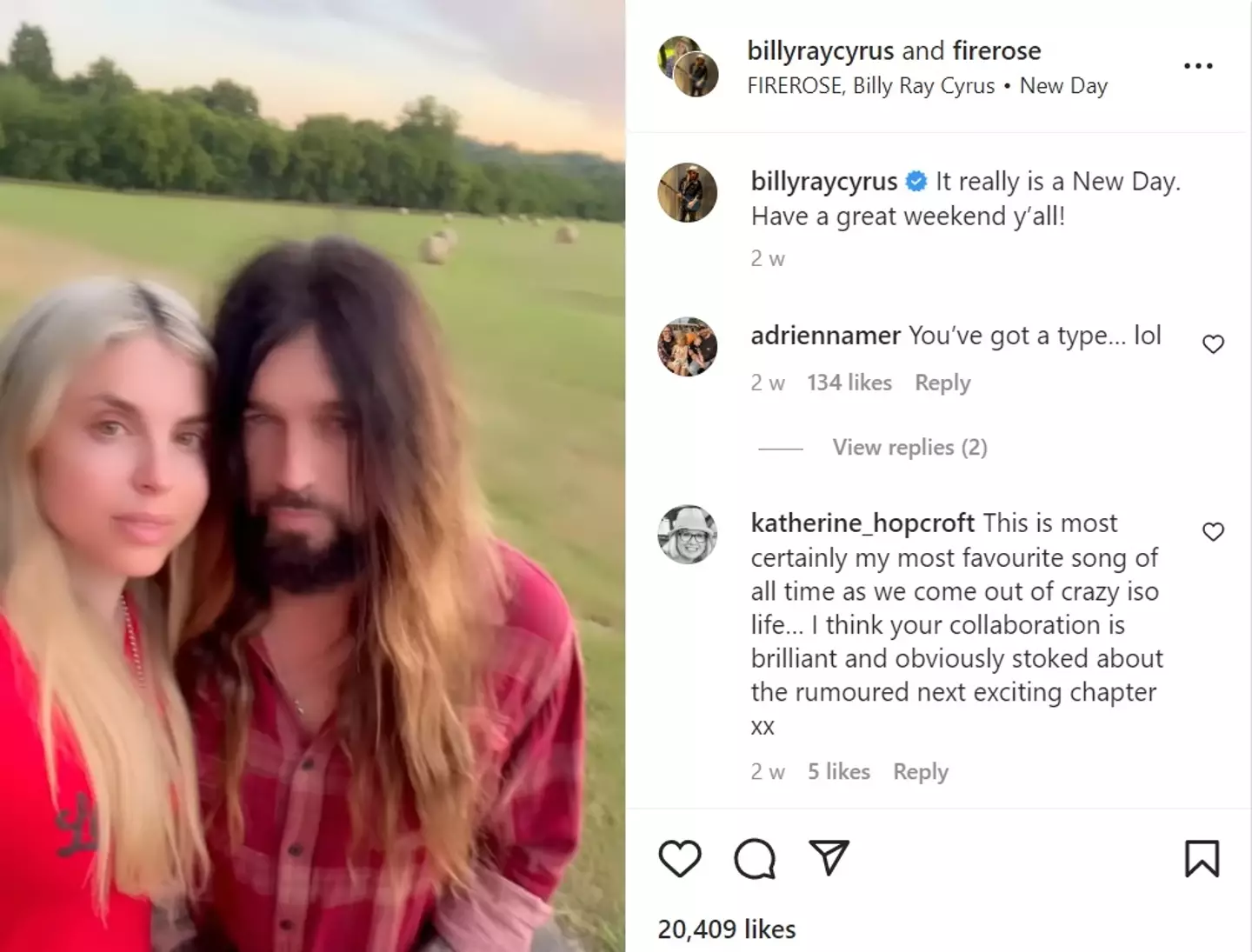 Billy Ray Cyrus posted a video of himself together with Firerose.