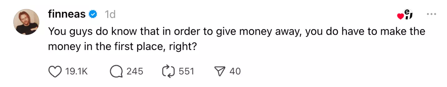 He swiftly called out the hate (Threads/finneas)