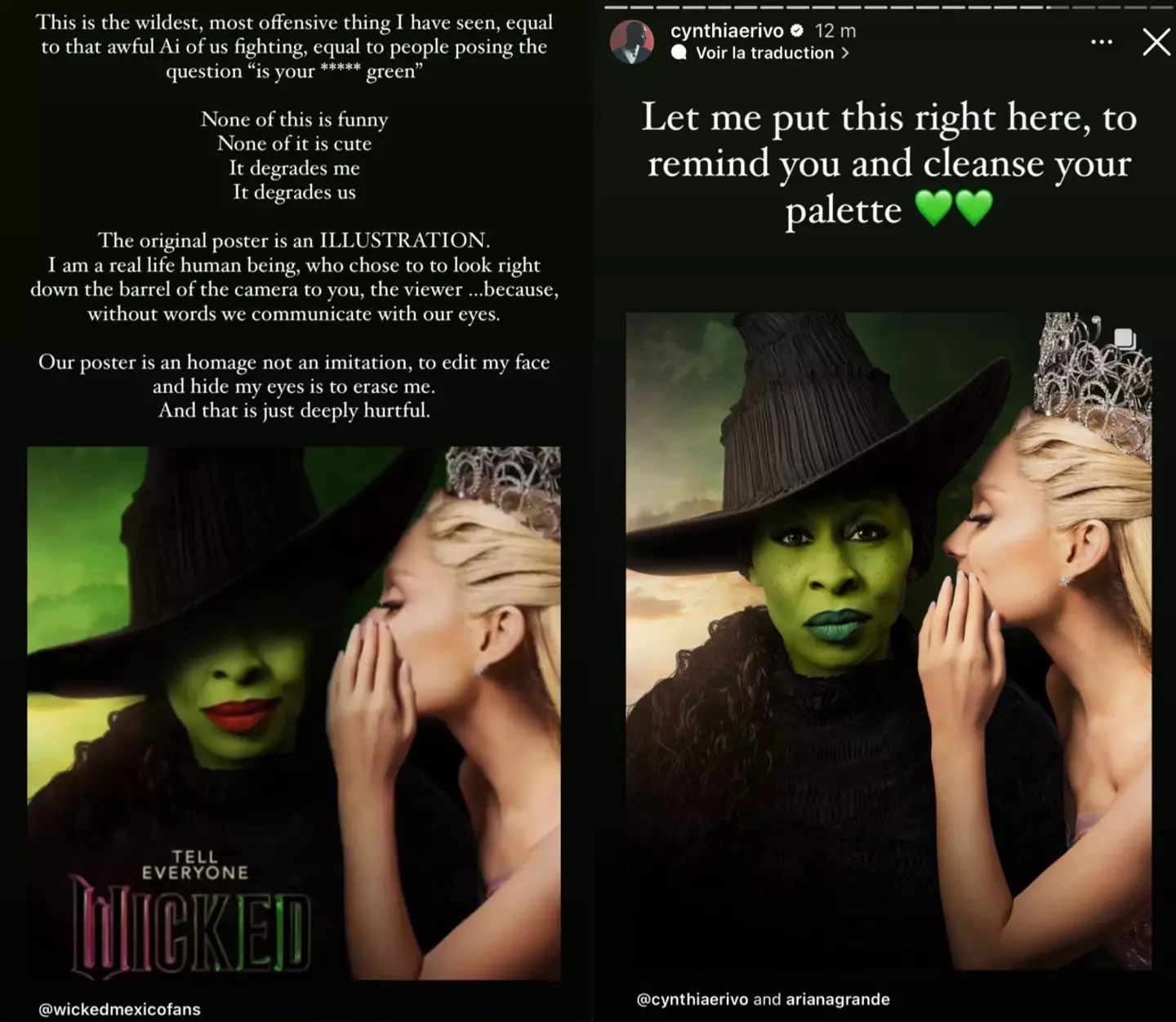 The actor slammed the fan-edited image (Instagram/@cynthiaerivo)