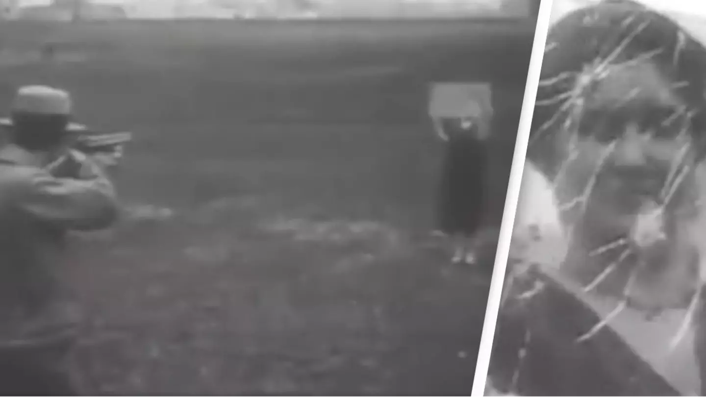 Shocking footage shows man testing early version of bulletproof glass by having his wife hold it for him