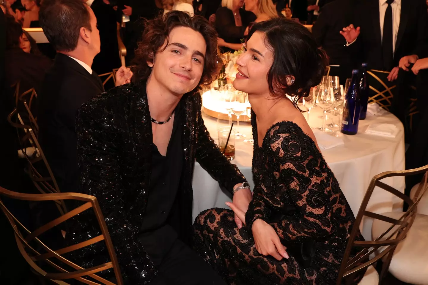 Timothée Chalamet and Kylie Jenner at the Golden Globes.