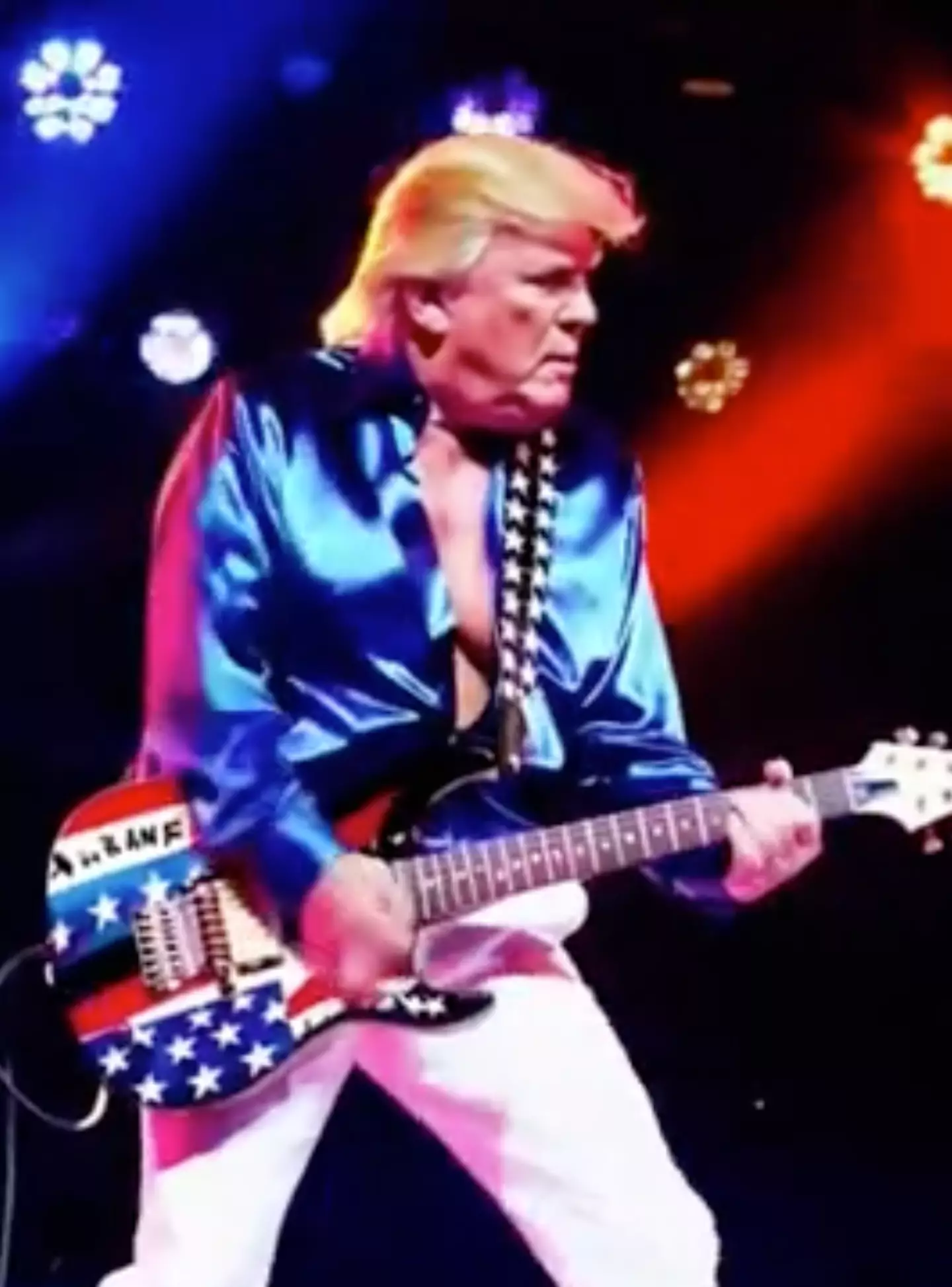 Yep, that's an AI-generated version of Trump playing the guitar (TikTok/@pro_ai_artist)