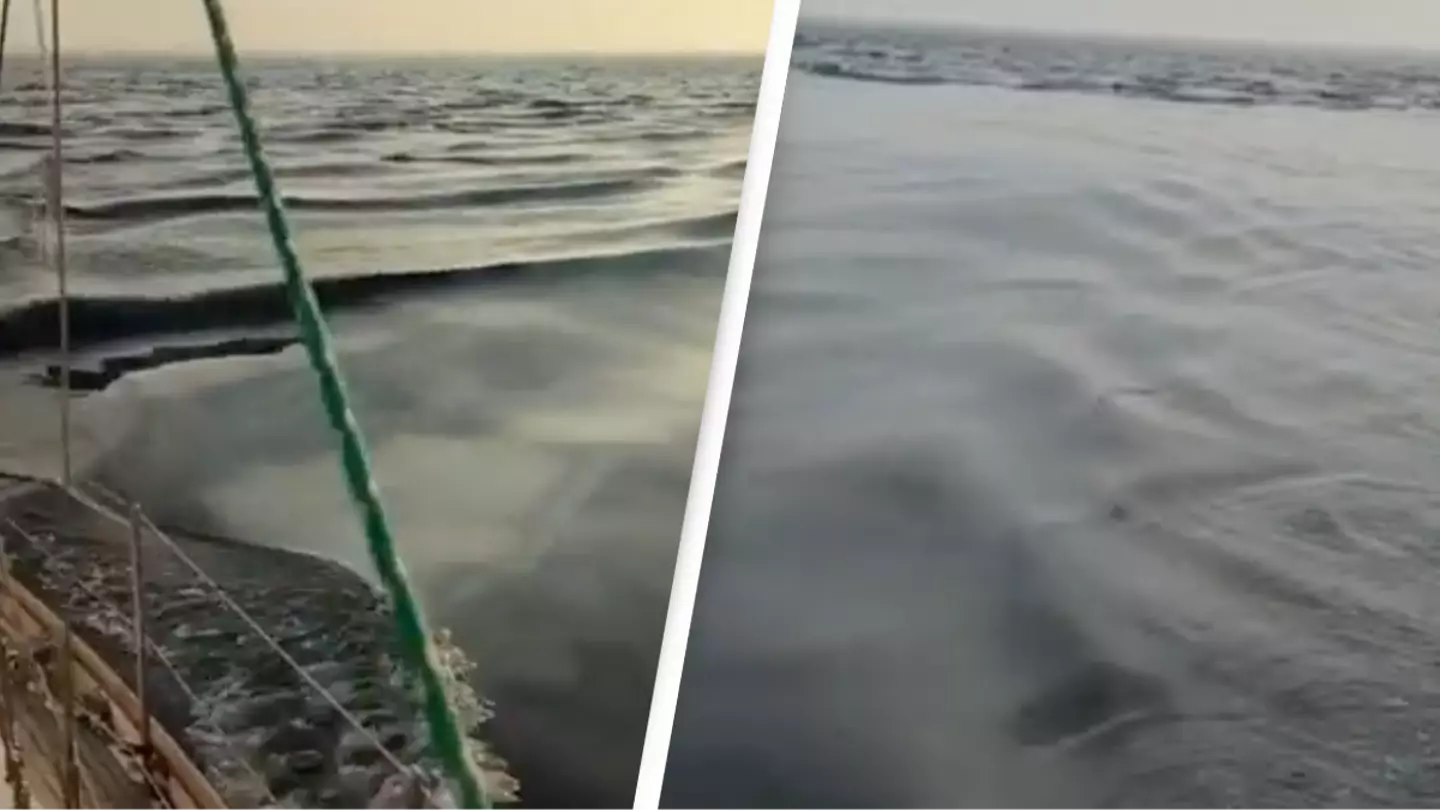 Sailors trigger 'glitch in the matrix' as they witness extremely weird water phenomenon while out boating