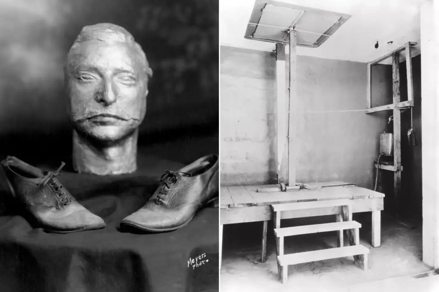 A death mask of George Parrott, as well as the gallows he was hanged on and some shoes made of his skin.