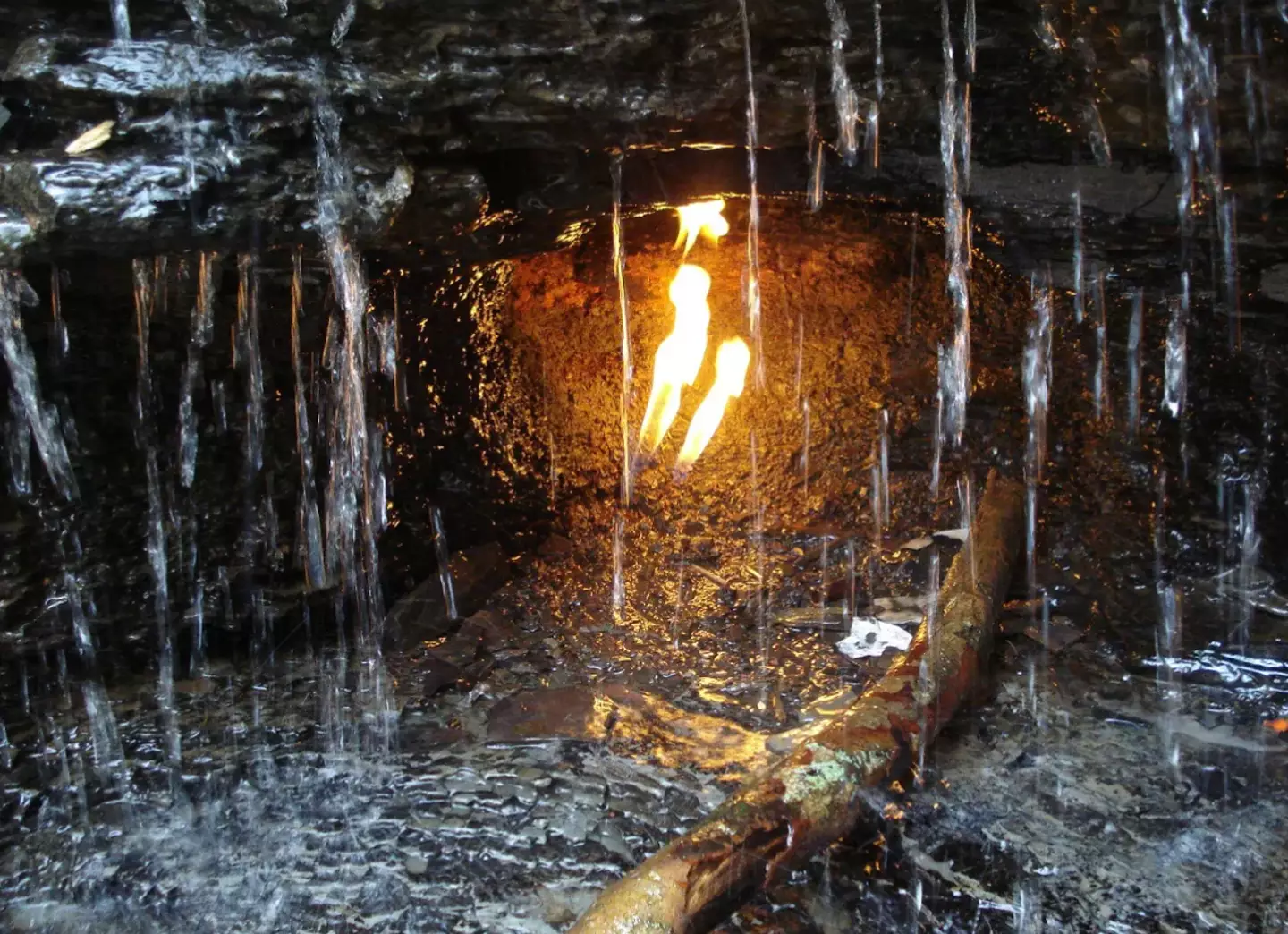 The flame stays alight from the gas seeping to the Earth's surface.