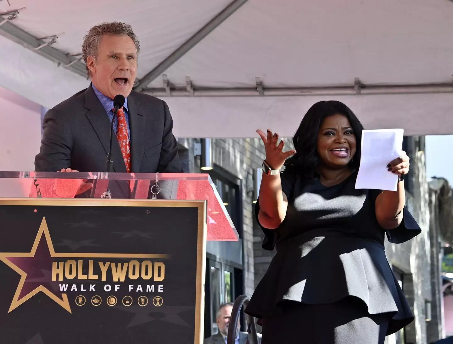 Will Ferrell shut down a heckler at Octavia Spencer's Walk of Fame.