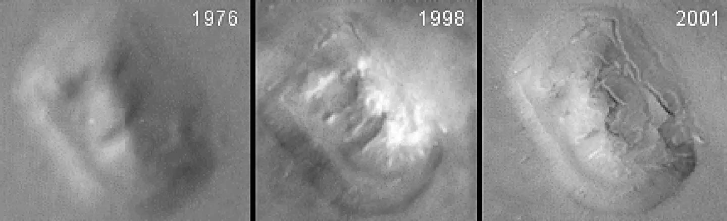 An enormous head nearly two miles from end to end seemed to be staring back at the cameras from a region of the Red Planet called Cydonia.