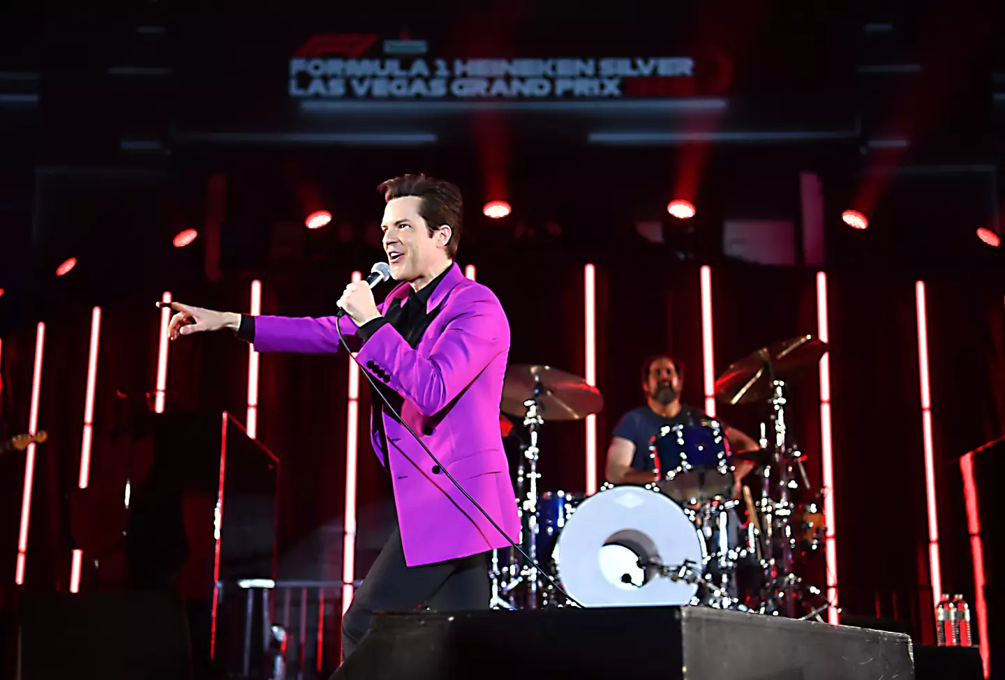 Brandon Flowers invited a guest onstage to play drums.