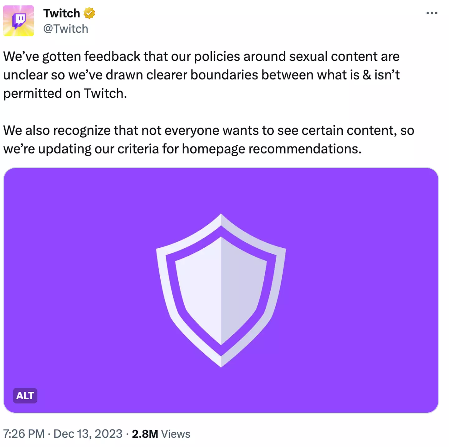 Twitch announced its update to help users understand its rules.