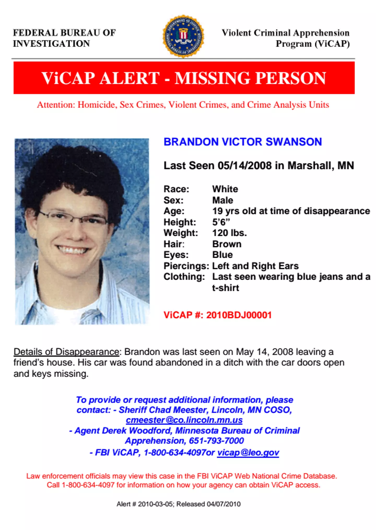 A search started for Brandon at 12:30pm.