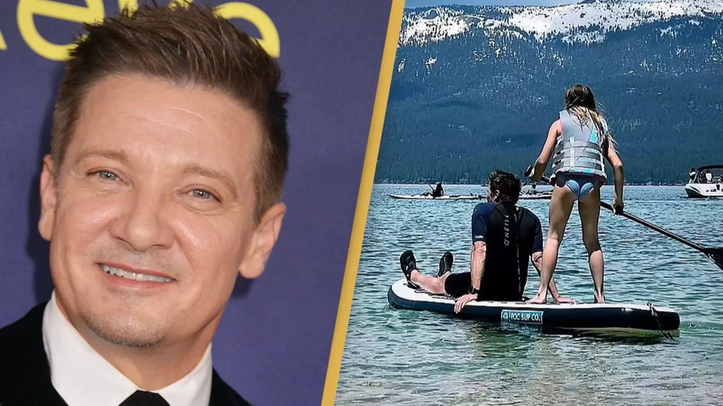 Jeremy Renner braves paddle boarding in Lake Tahoe as he continues to smash his recovery