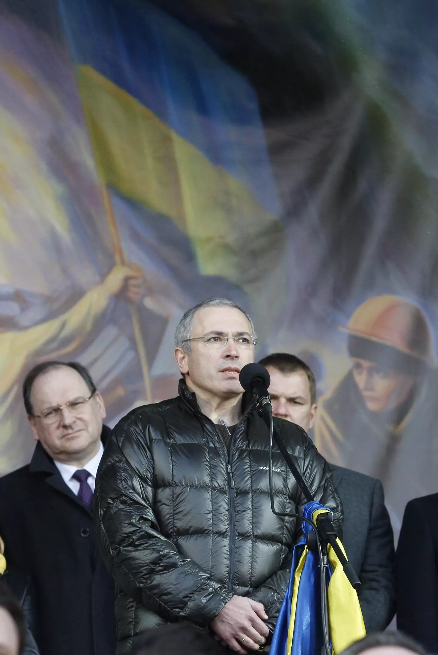Mikhail Khodorkovsky speaks during a rally in Independence Square in Kiev on March 9, 2014