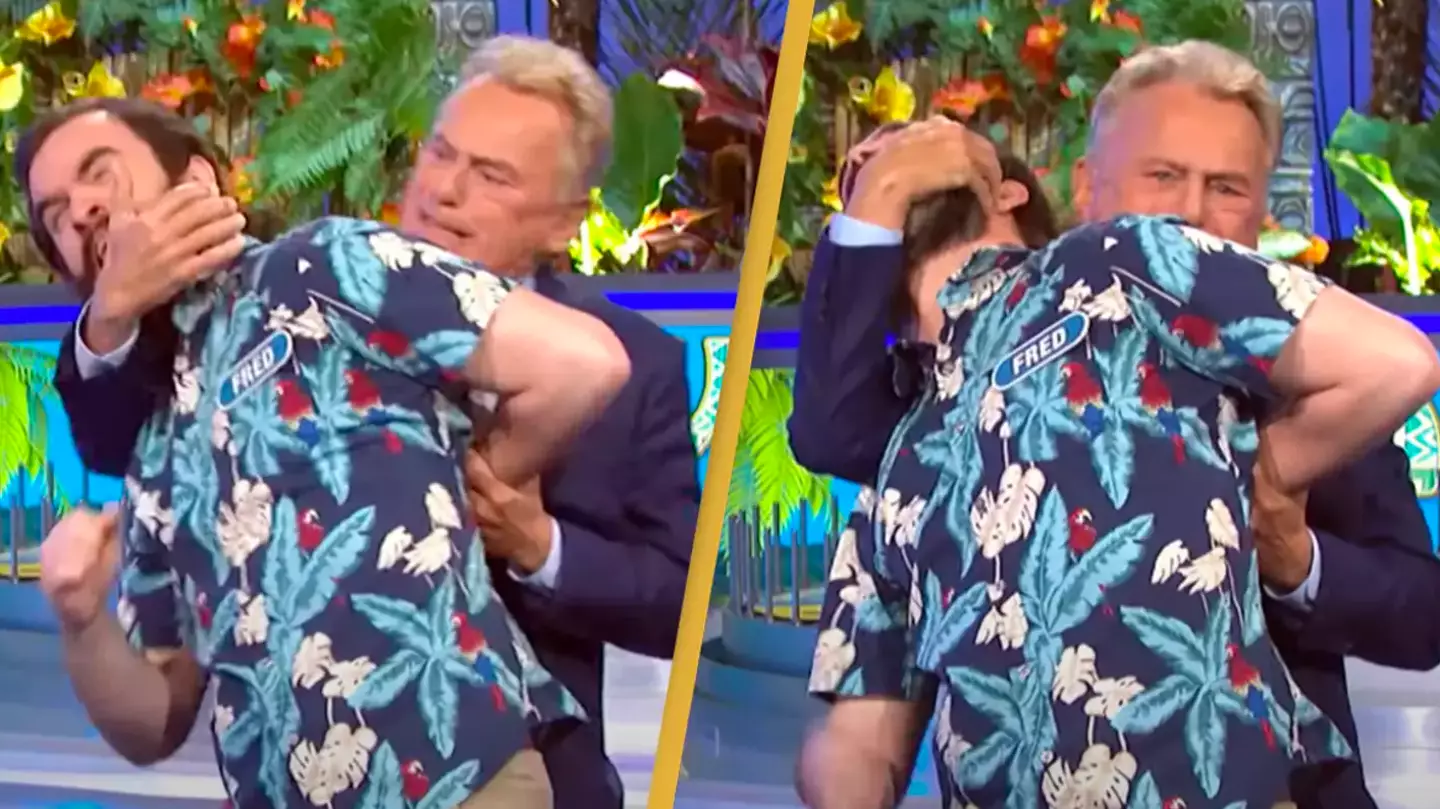 Wheel of Fortune host Pat Sajak tackles contestant in incredibly bizarre moment