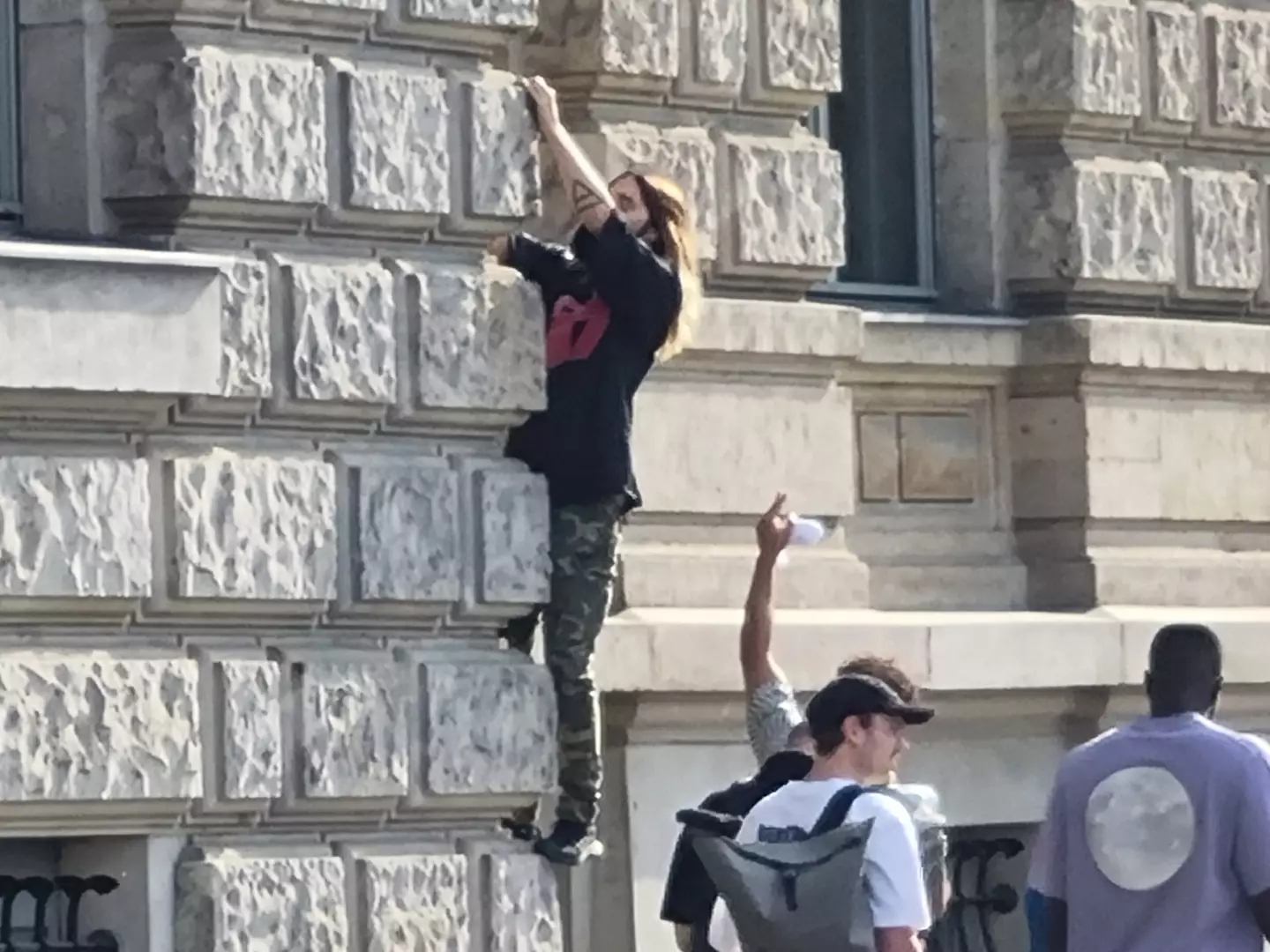 Jared Leto was photographed climbing the outside of hotel in Berlin.