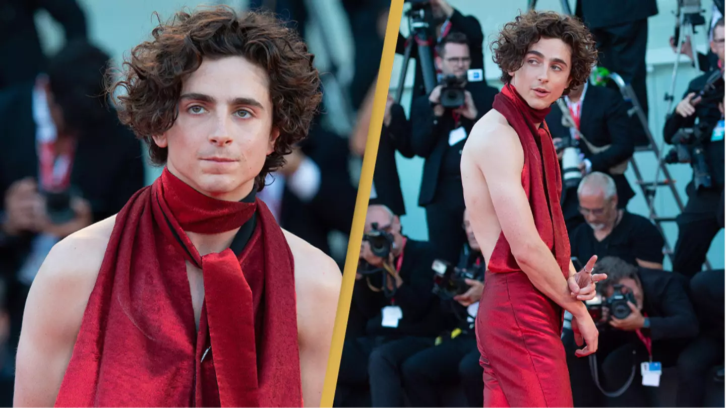 Timothée Chalamet steals red carpet with shimmering backless halter top