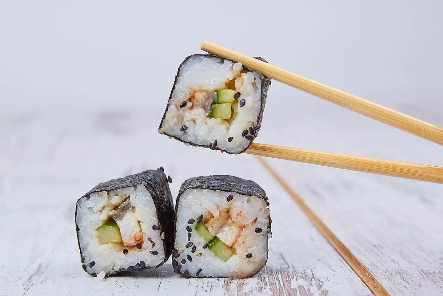 Fish used in sushi is frozen to kill parasites.