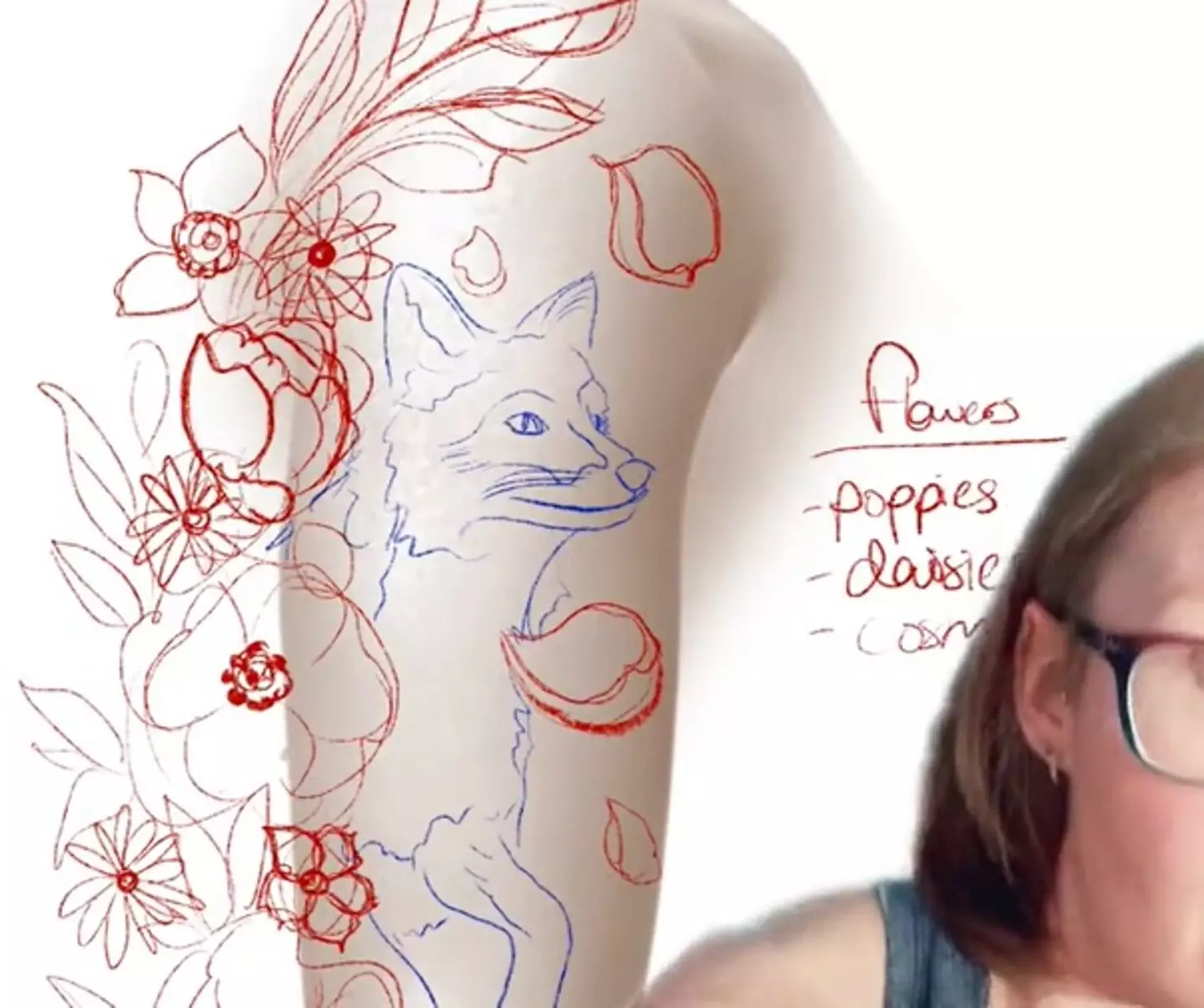 The TikToker showed the sketch she'd paid for and said it didn't look like the tattoo she wanted to get.