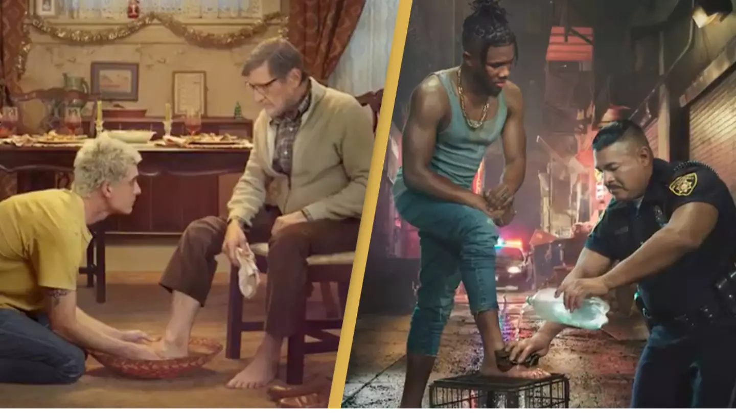 Super Bowl fans left baffled over bizarre feet-washing ad