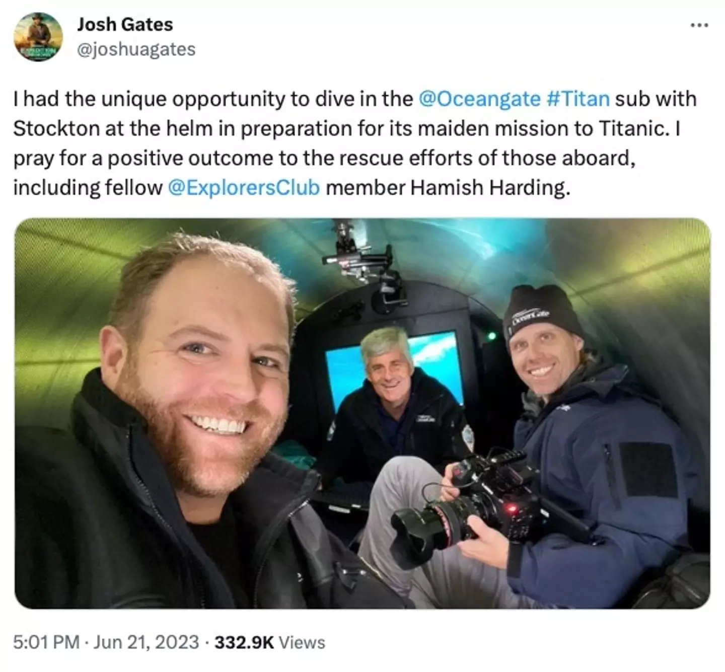 Discovery Channel explorer Joshua Gates refused a reported $250,000 seat on the missing Titan submersible due to 'safety concerns'.