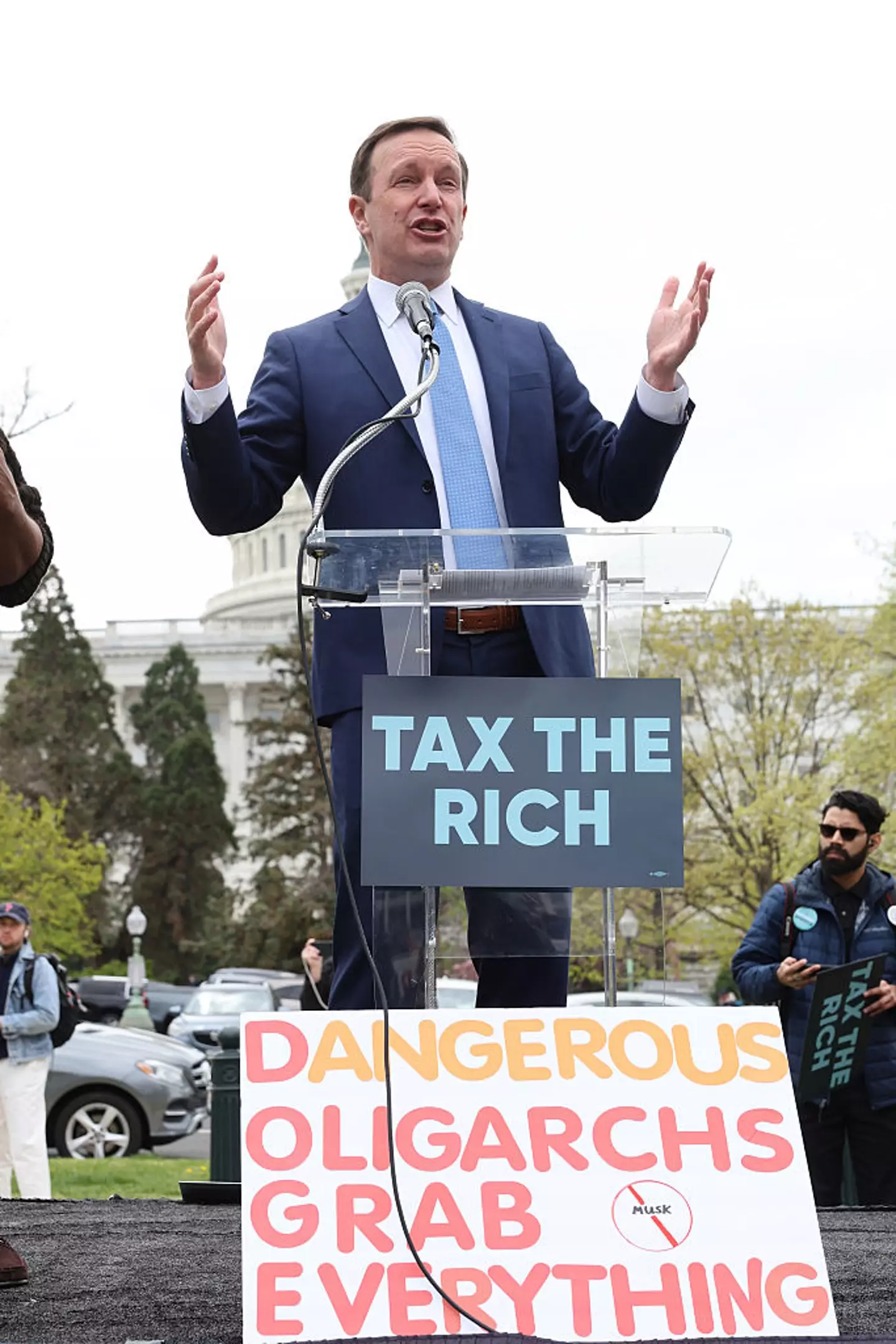 Senator Chris Murphy has suggested Trump's advise could infringe on insider trading standards (Jemal Countess/Getty Images for Fair Share America)