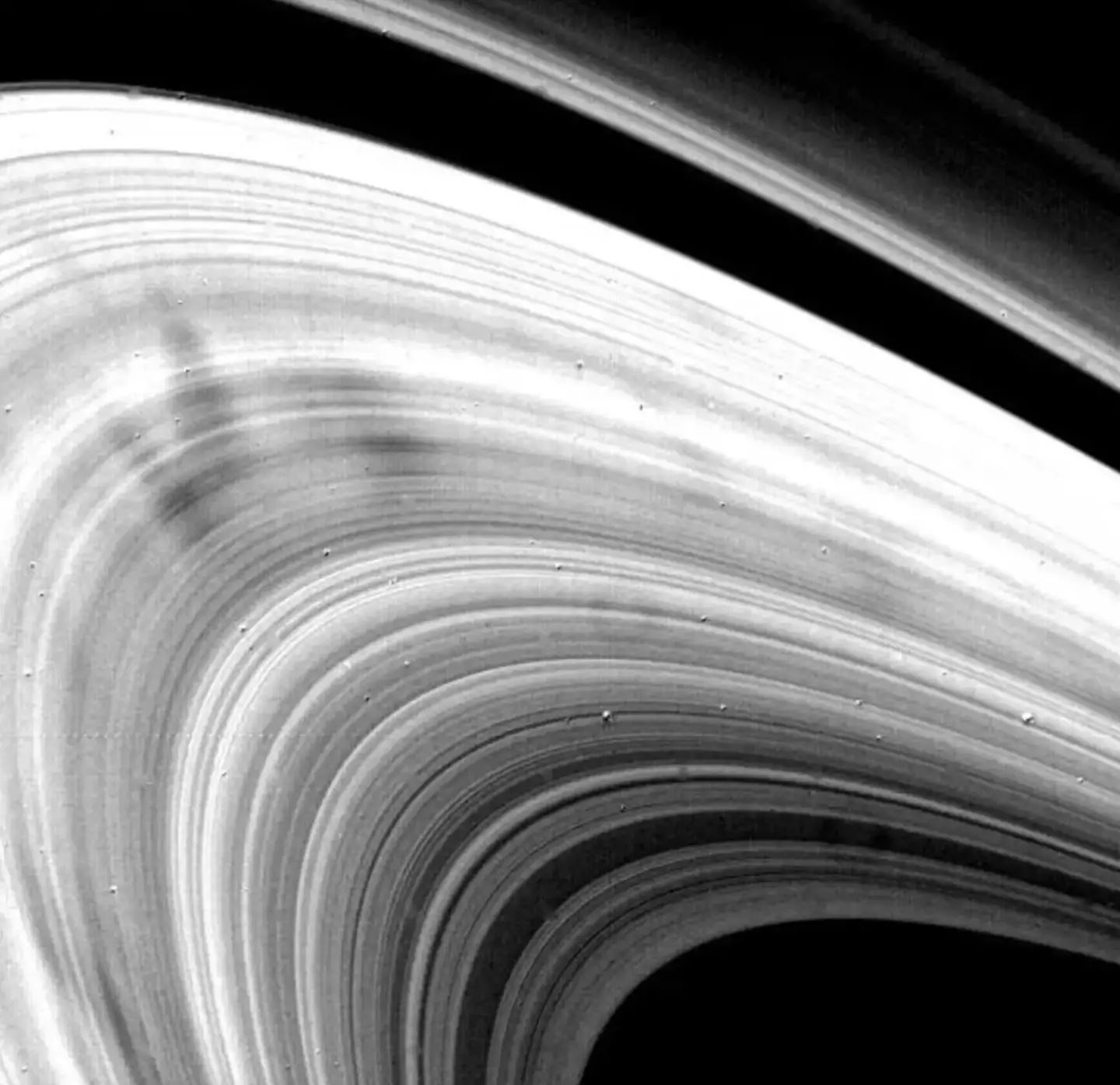 The spokes appear like smudges (NASA)