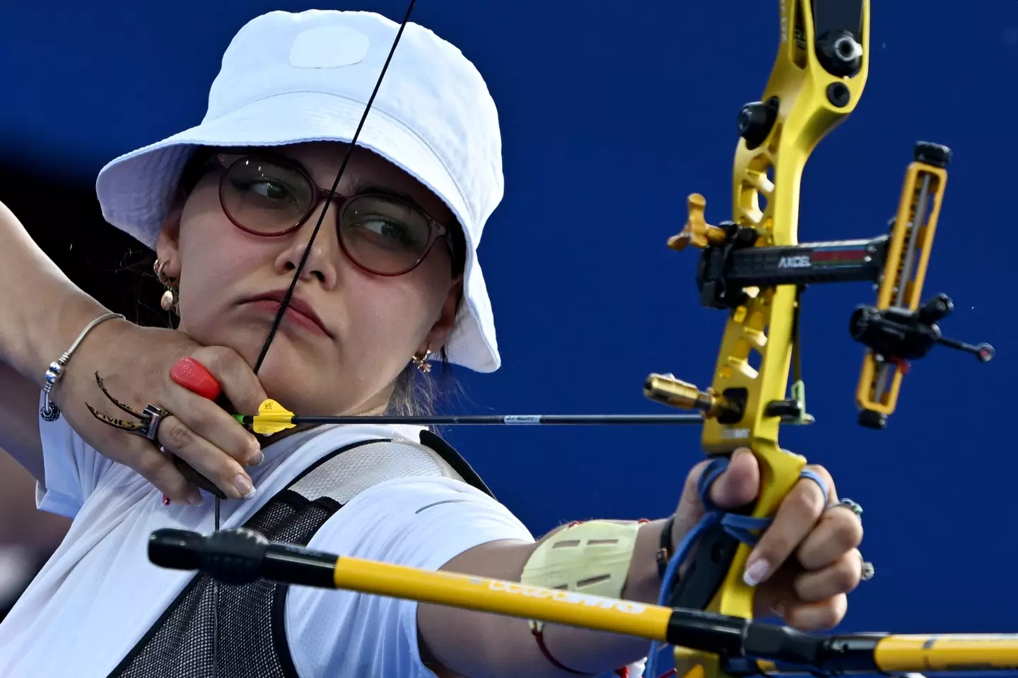 Yaylagul Ramazanova won the heat. (PUNIT PARANJPE/AFP via Getty Images)