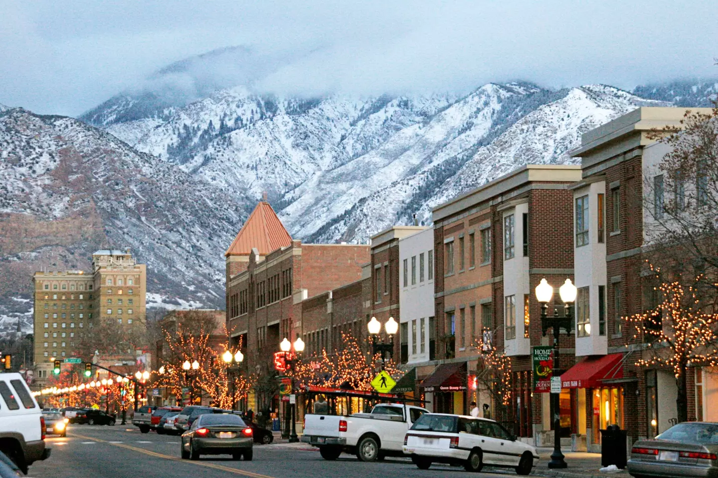 The hotel visible in the background on 25th Street in Ogden.