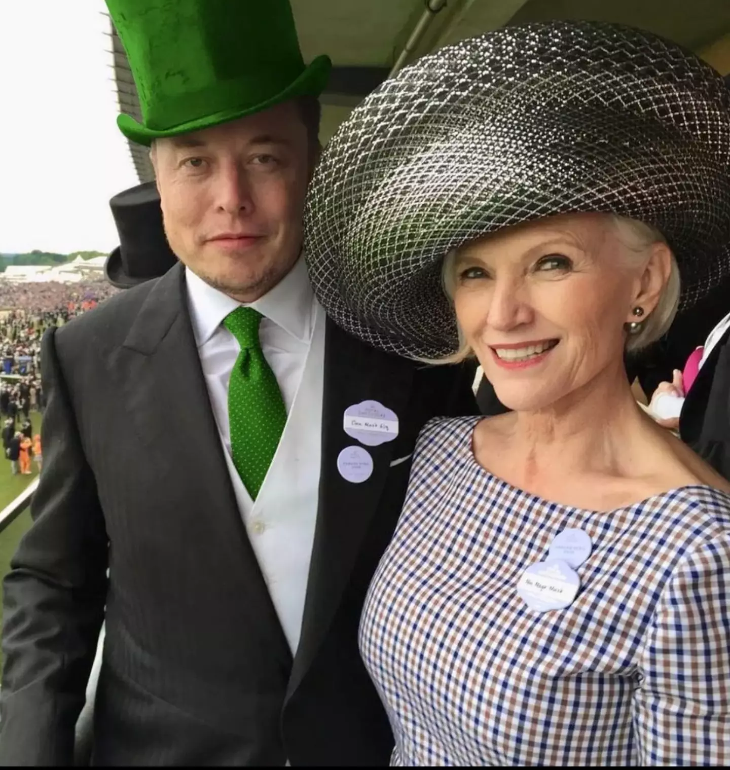 Musk and his mother seen on St Patrick's Day.