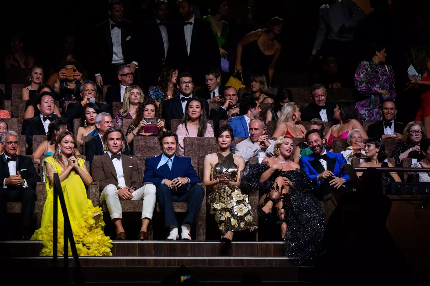 Chris Pine and Harry Styles sat next to each other at the premiere of Don't Worry Darling last September.