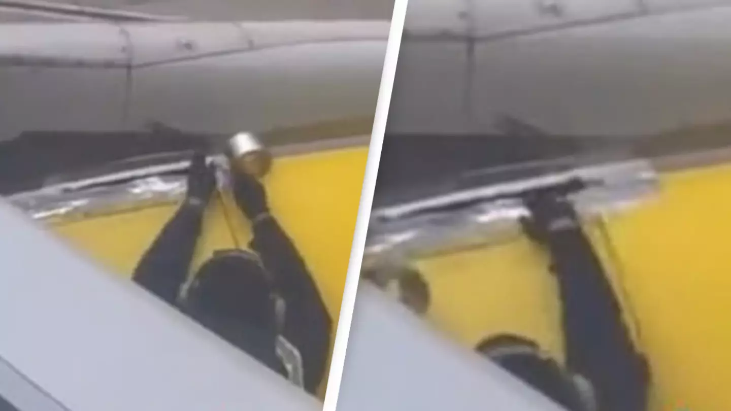 Passenger spots employee putting tape on the wing of a plane before takeoff