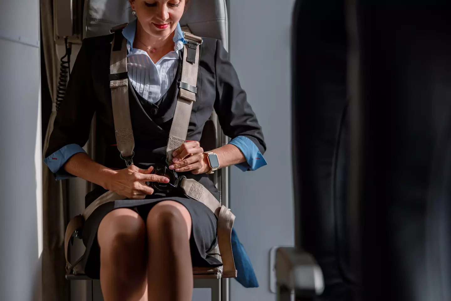 Cabin crew have to sit in a certain position for taxi, takeoff and landing (Getty Stock)