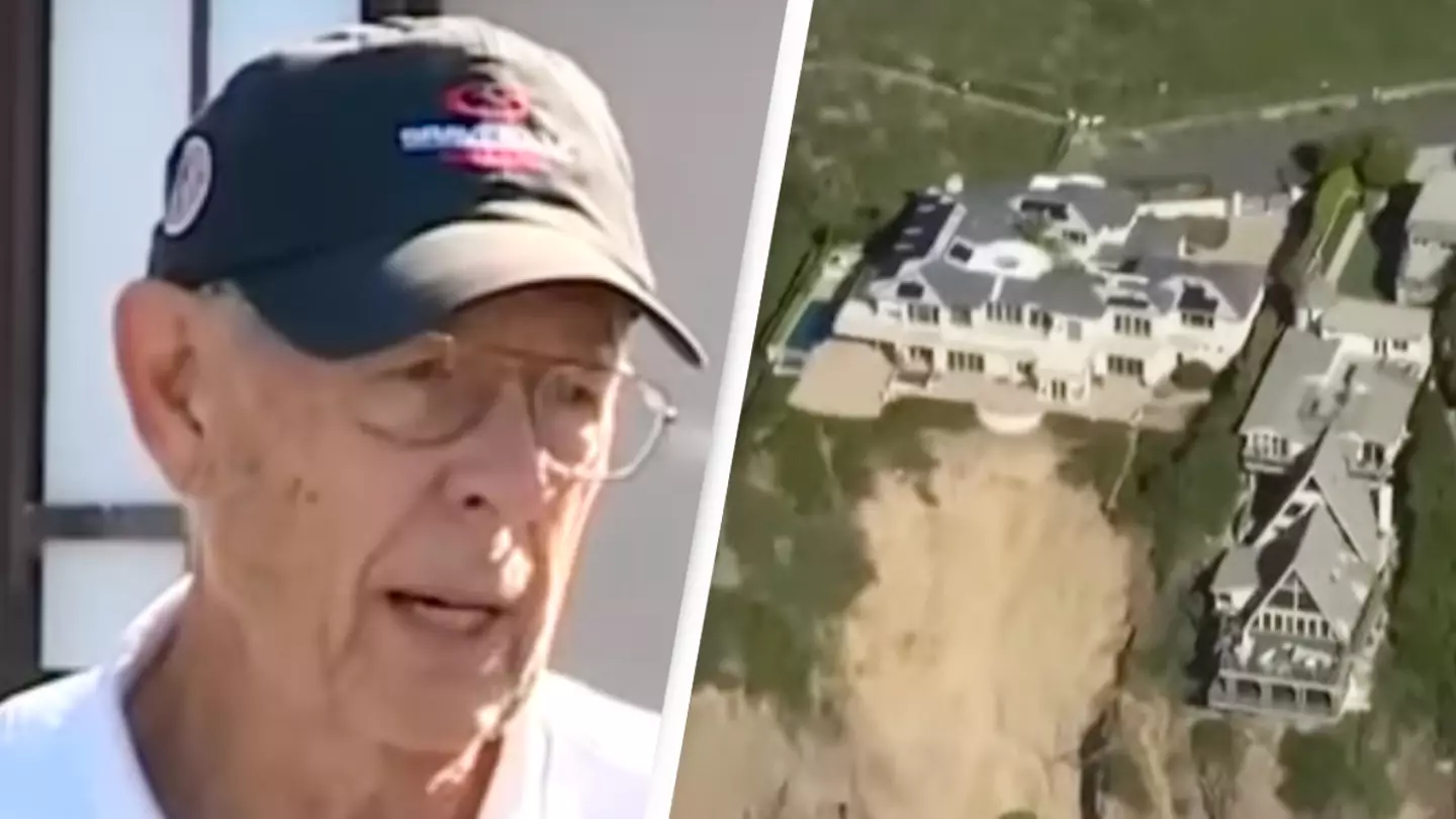 Doctor refuses to move from his cliffside mansion despite severe warnings it could end up in the ocean