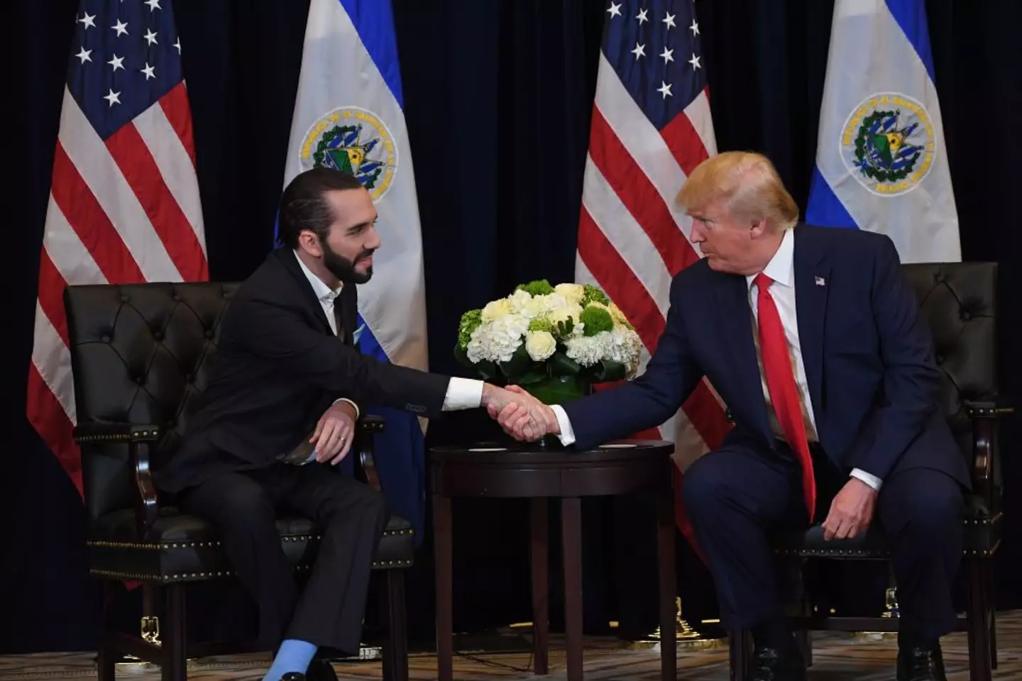 US President Donald Trump and President Nayib Bukele of El Salvador pictured back in 2019 (SAUL LOEB/AFP via Getty Images)