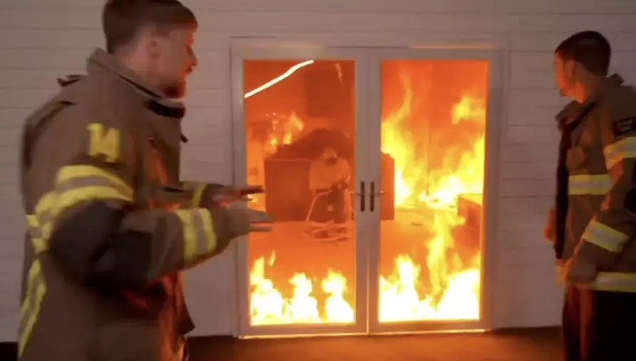 The stunt involved a man being 'trapped' in a burning building (MrBeast via YouTube)