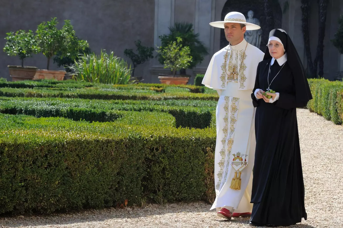 Jude Law and Diane Keaton in The Young Pope (HBO)