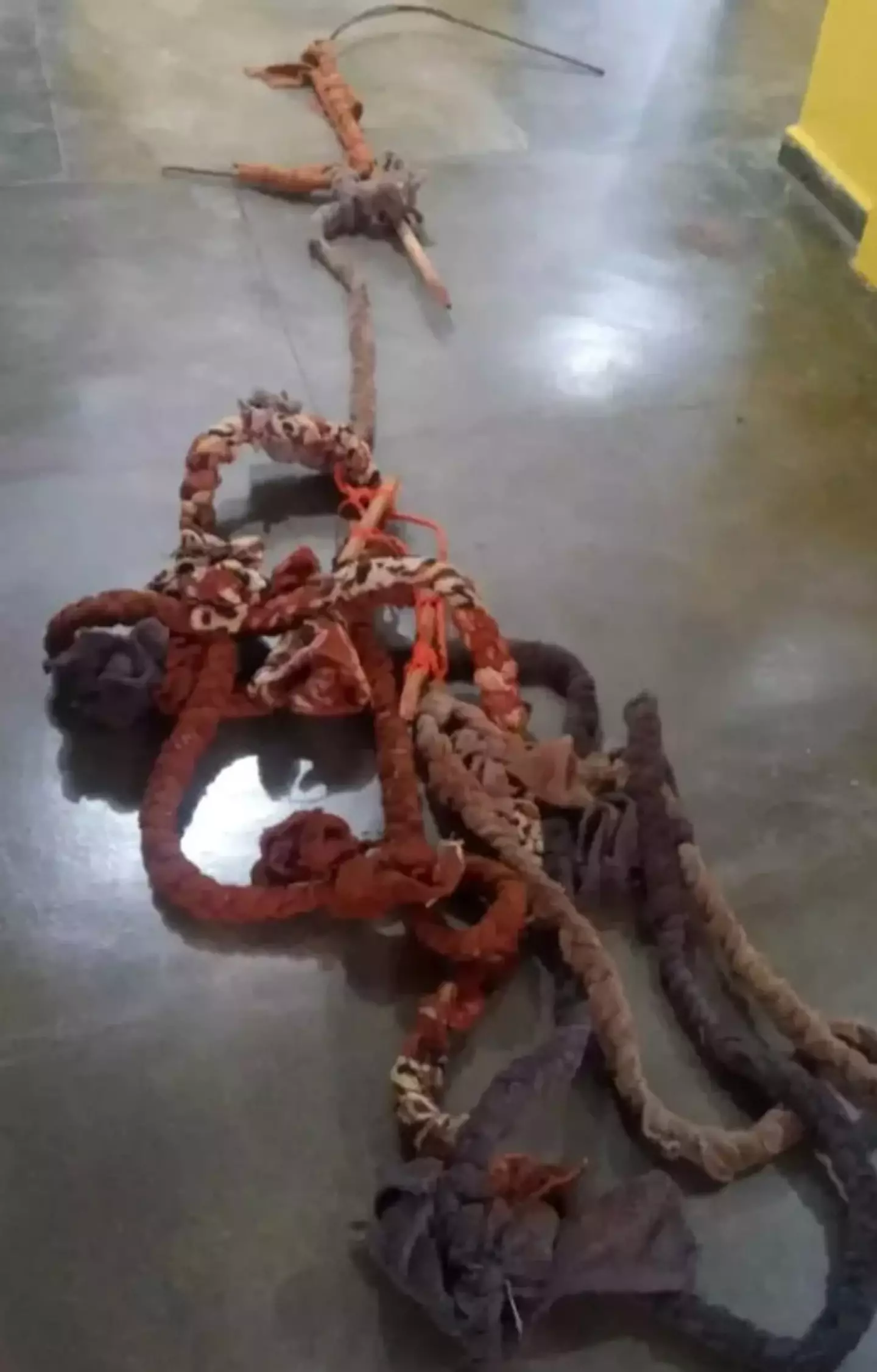 He used this rope to break free from the prison.