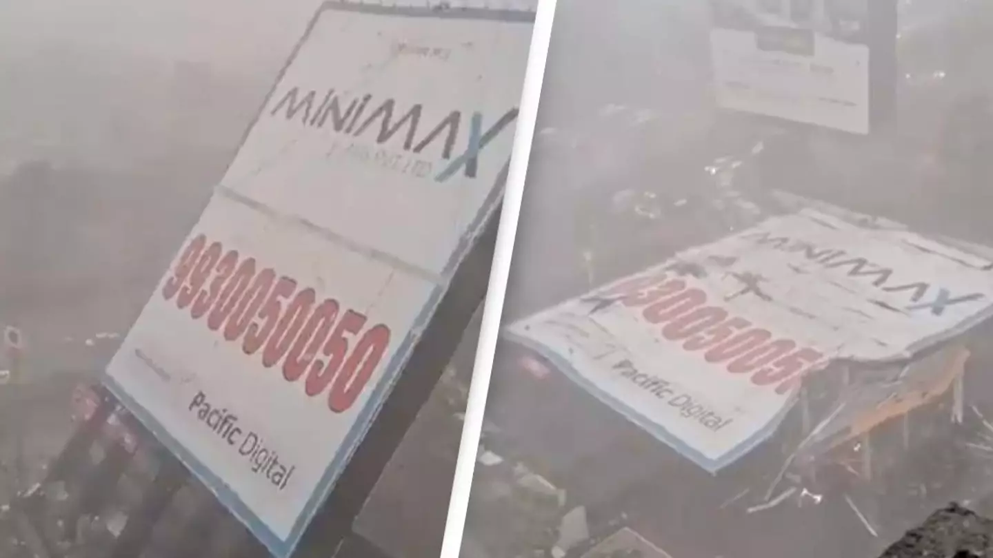 Horrifying footage captures the moment 220-foot-by-160-foot billboard collapsed killing 14 people