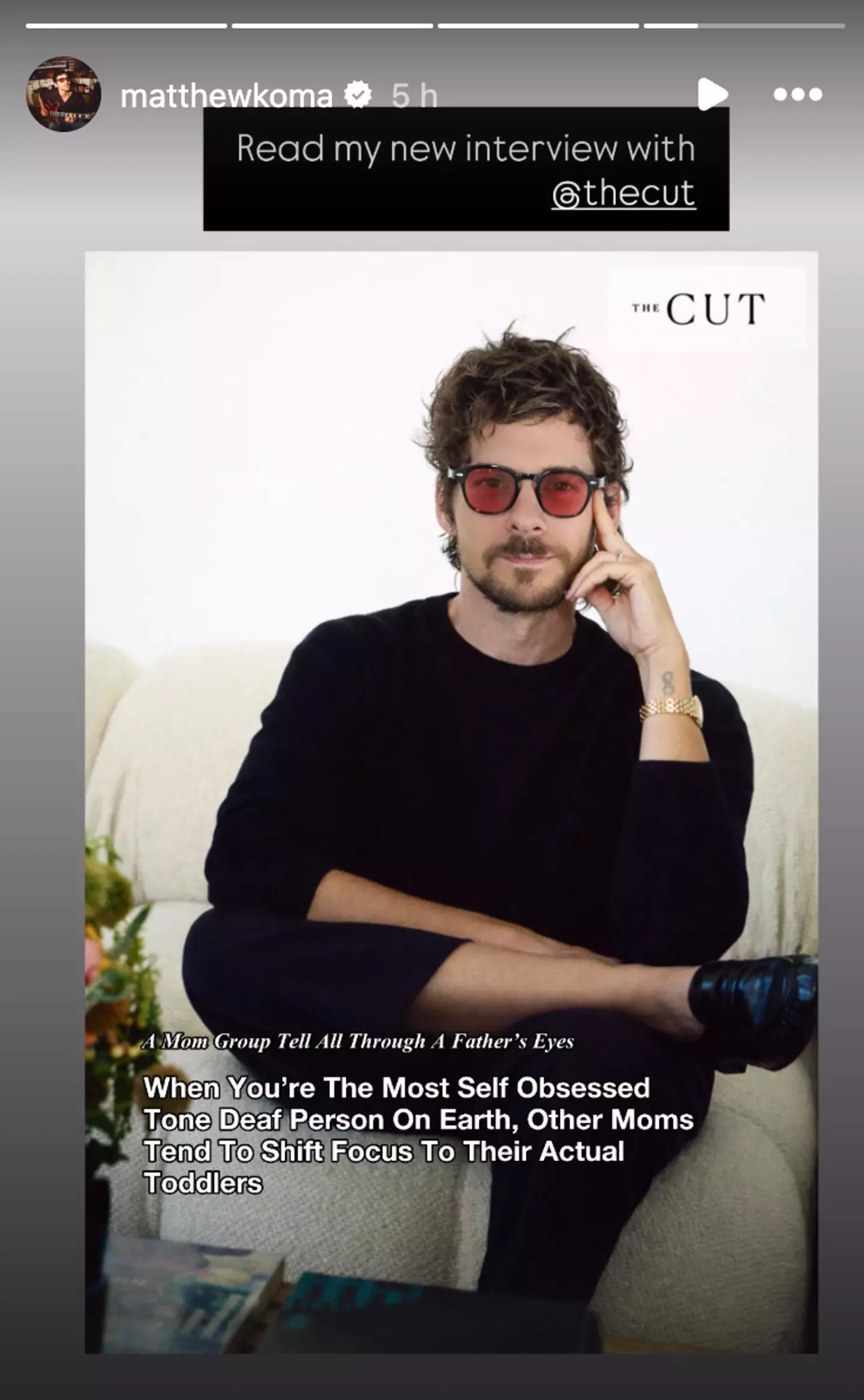 Hilary Duff's husband, Matthew Koma, bizarrely joined in with the drama despite French having kept the identities of those in the 'toxic mom group' anonymous (Instagram/matthewkoma)