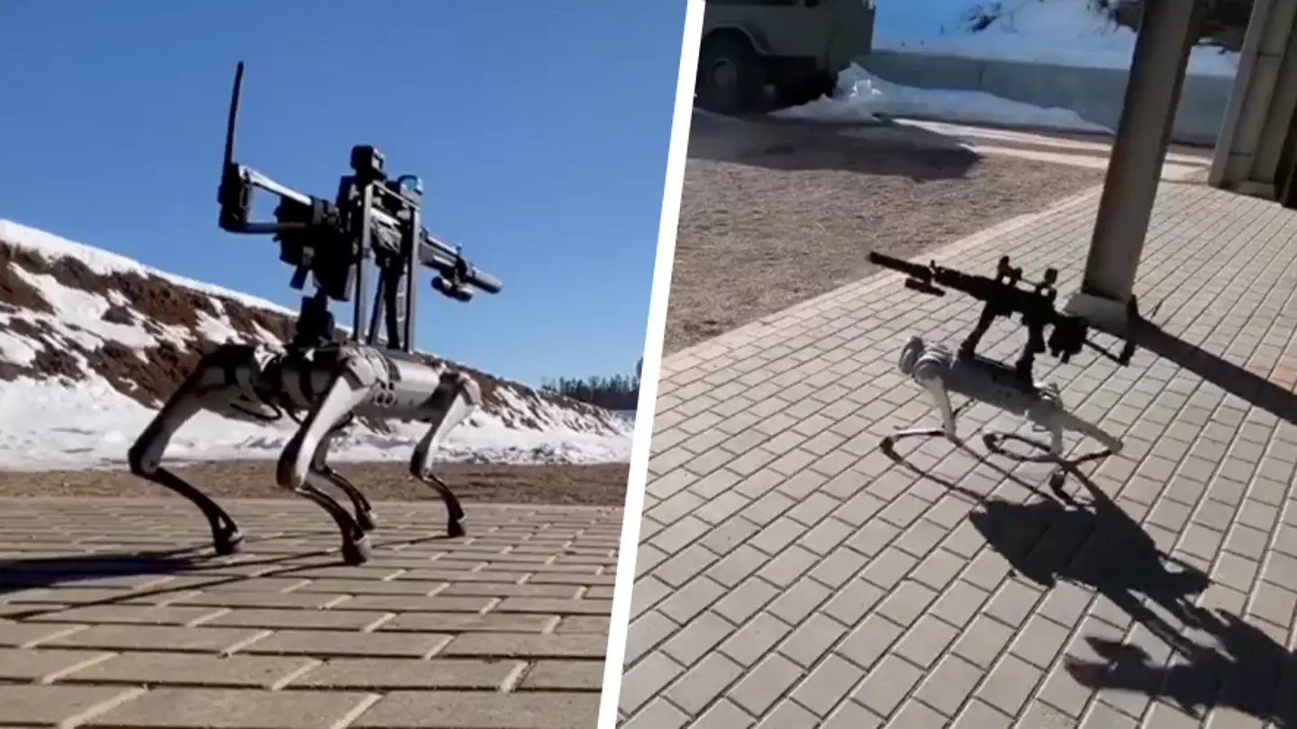 People Horrified By Video Of Robot Dog Doing Target Practice With Huge Weapon