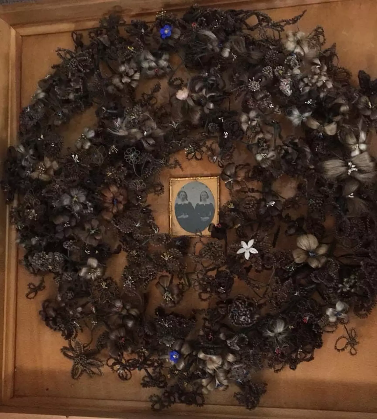 One of the Victorian hair wreaths in Beckie-Ann's home.
