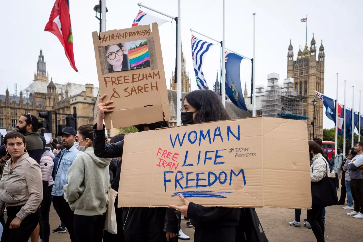 Iranians living in London protest the death of Mahsa Amini in Iran last month.