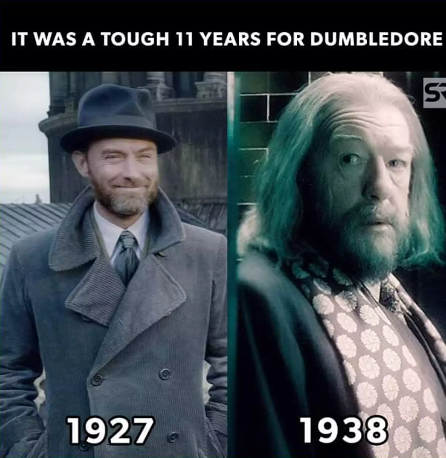 Fans have been left confused by Dumbledore's rapid ageing between Fantastic Beasts and Harry Potter.