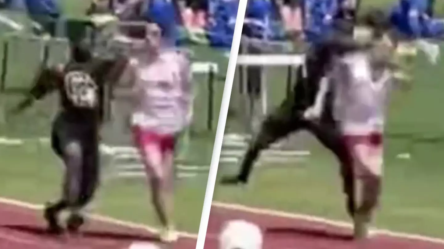 Chaos As Spectator Punches Runner In The Head To Stop Him Winning Race