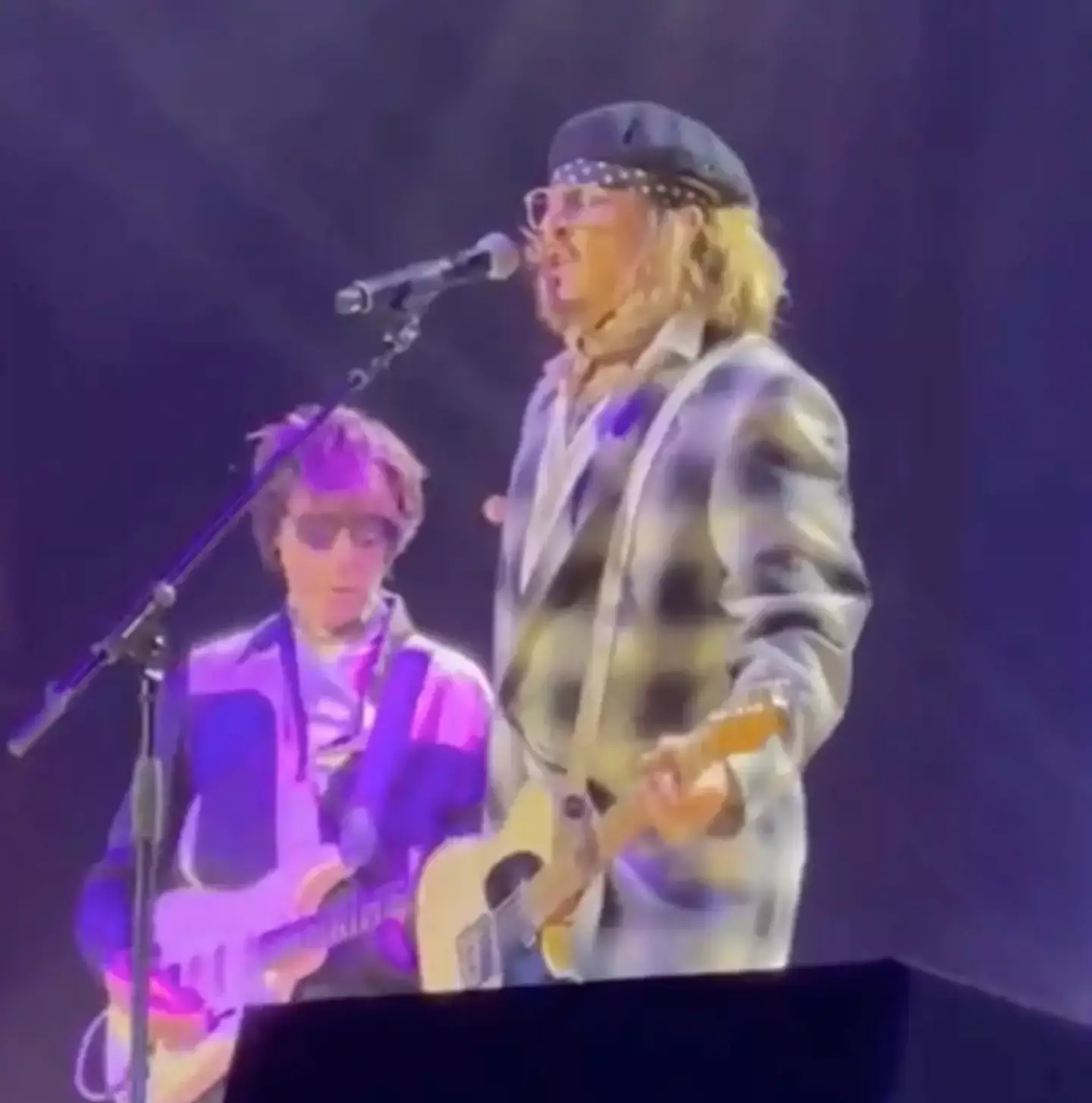 Depp surprised fans by joining Jeff Beck on stage.