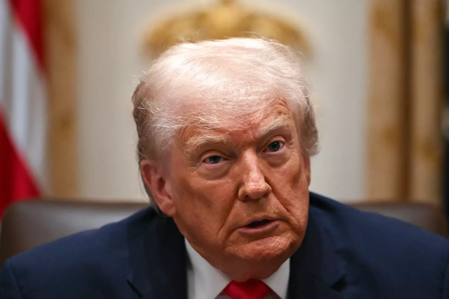 Donald Trump initially appeared to be energetic and engaged with the meeting (ANDREW CABALLERO-REYNOLDS / AFP via Getty Images)