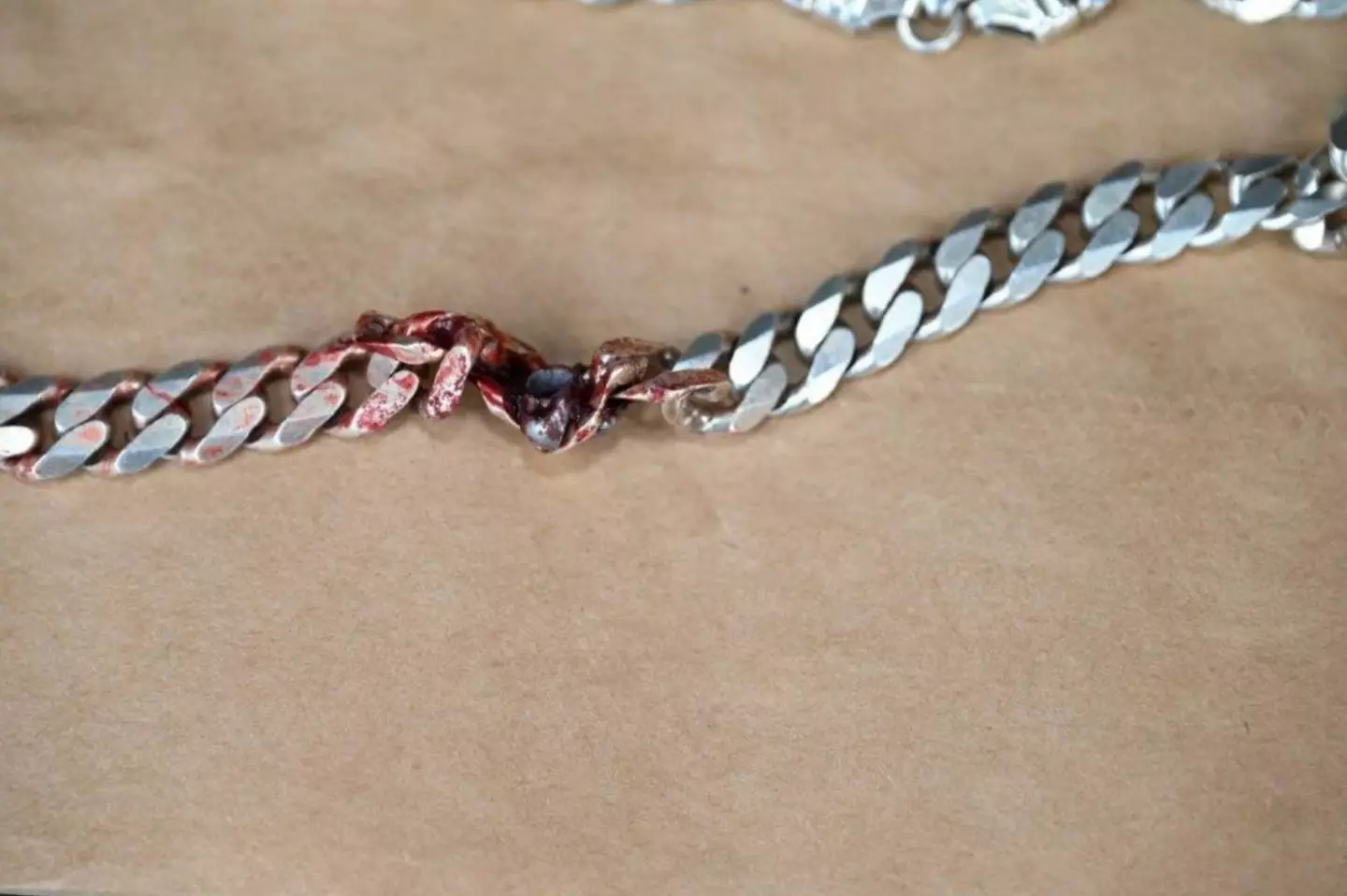 Close ups show the point where the bullet hit the metal. (Commerce City Police Department)