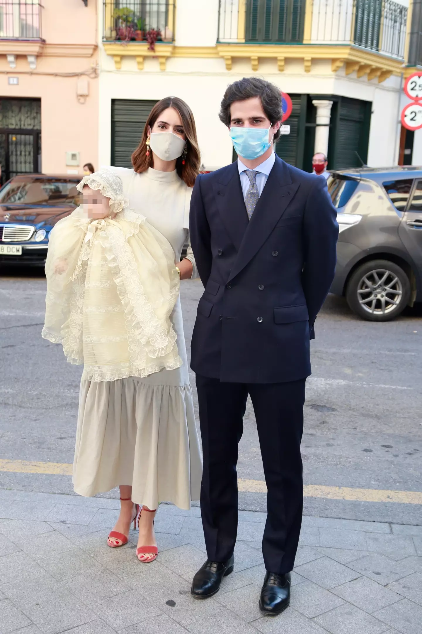 Fernando and Sofia seen at the baptism of their first daughter in 2021.